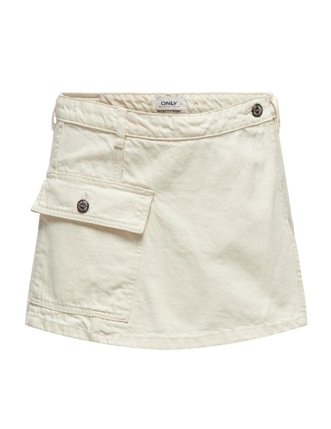 Falda pantalón Only Mira beige tiro medio para mujer