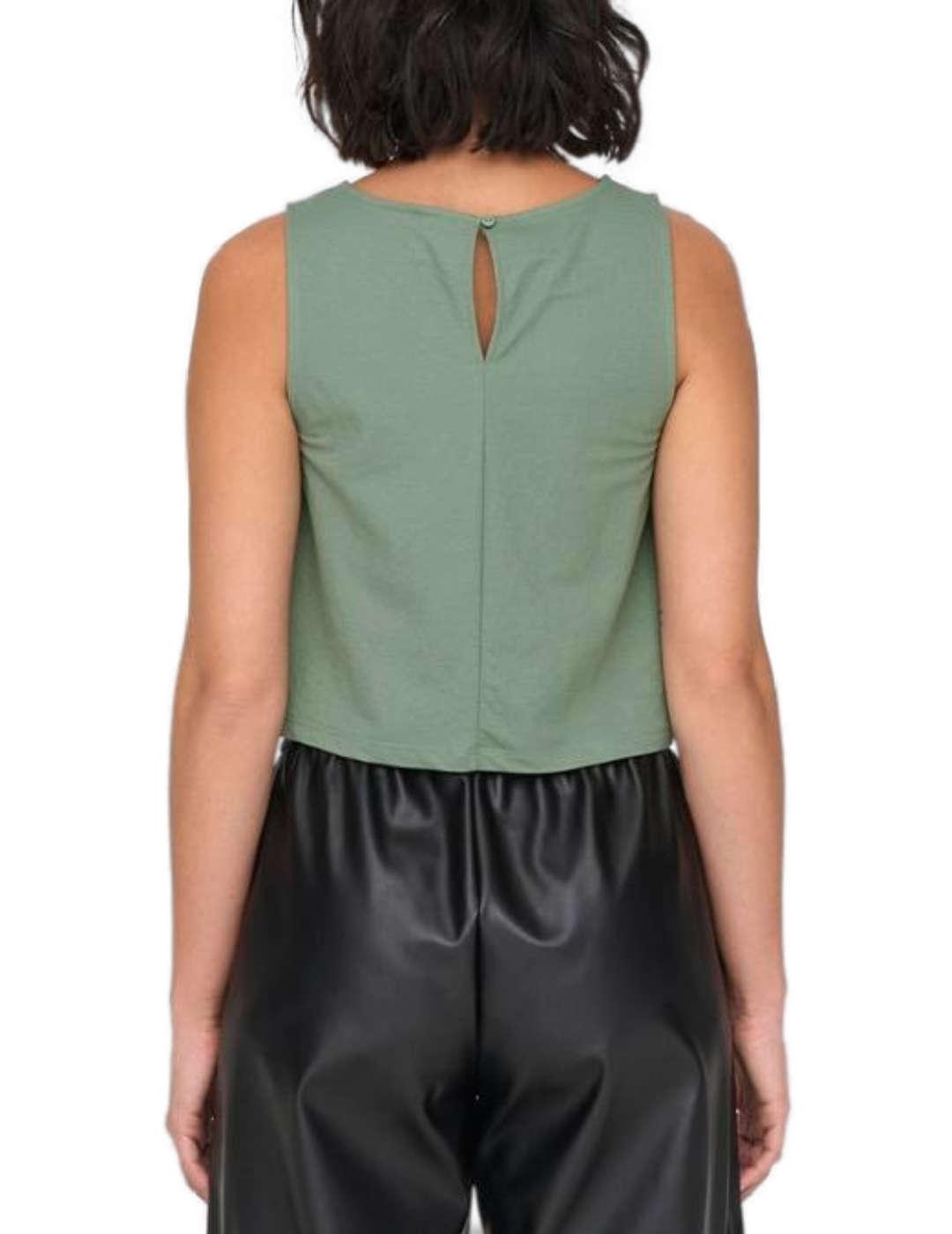 Top crop Only Jany verde agua tirante ancho para mujer