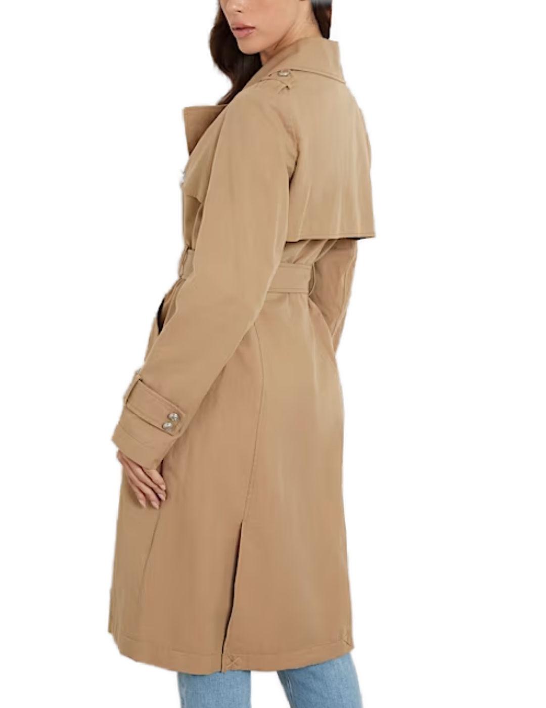 Chaqueta trench Guess Jade beige clásica para mujer