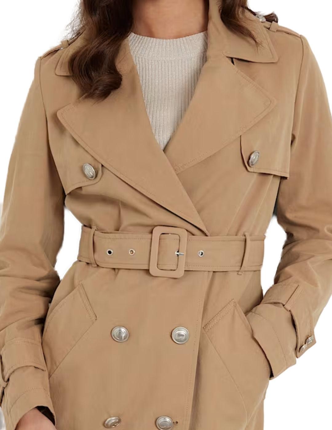 Chaqueta trench Guess Jade beige clásica para mujer