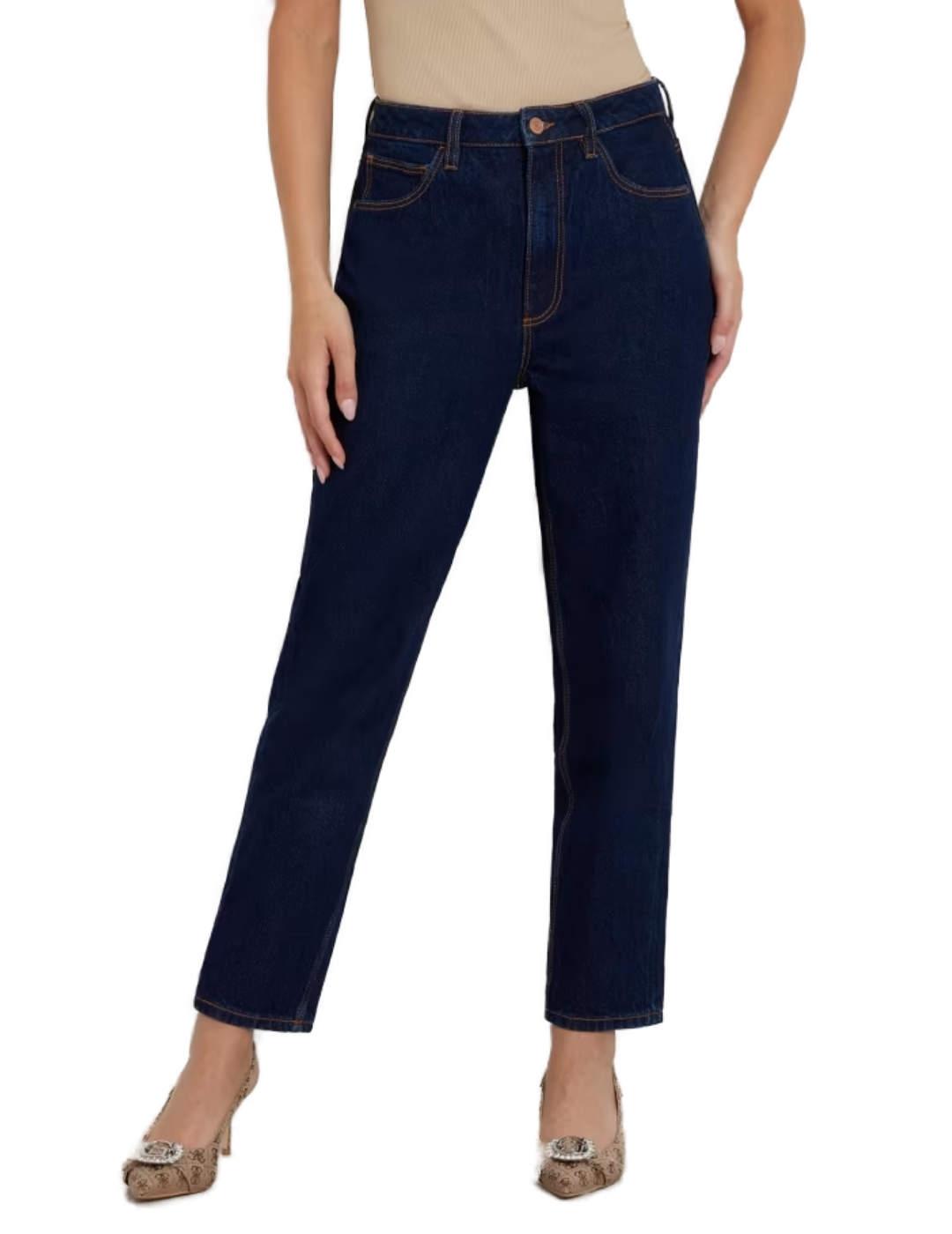 Pantalón vaquero Guess Mom Jean azul marino para mujer