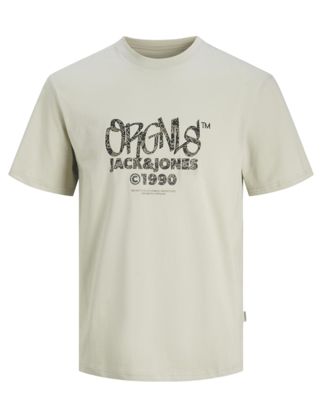 Camiseta Jack&Jones Wick beige manga corta para hombre