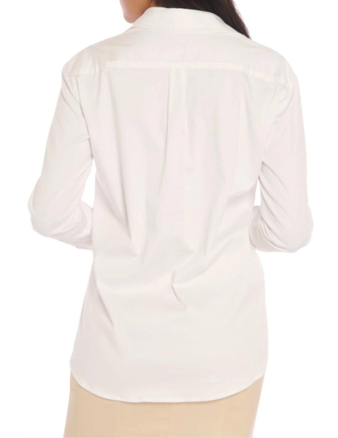 Camisa básica Guess Celeste blanco regular fit para mujer