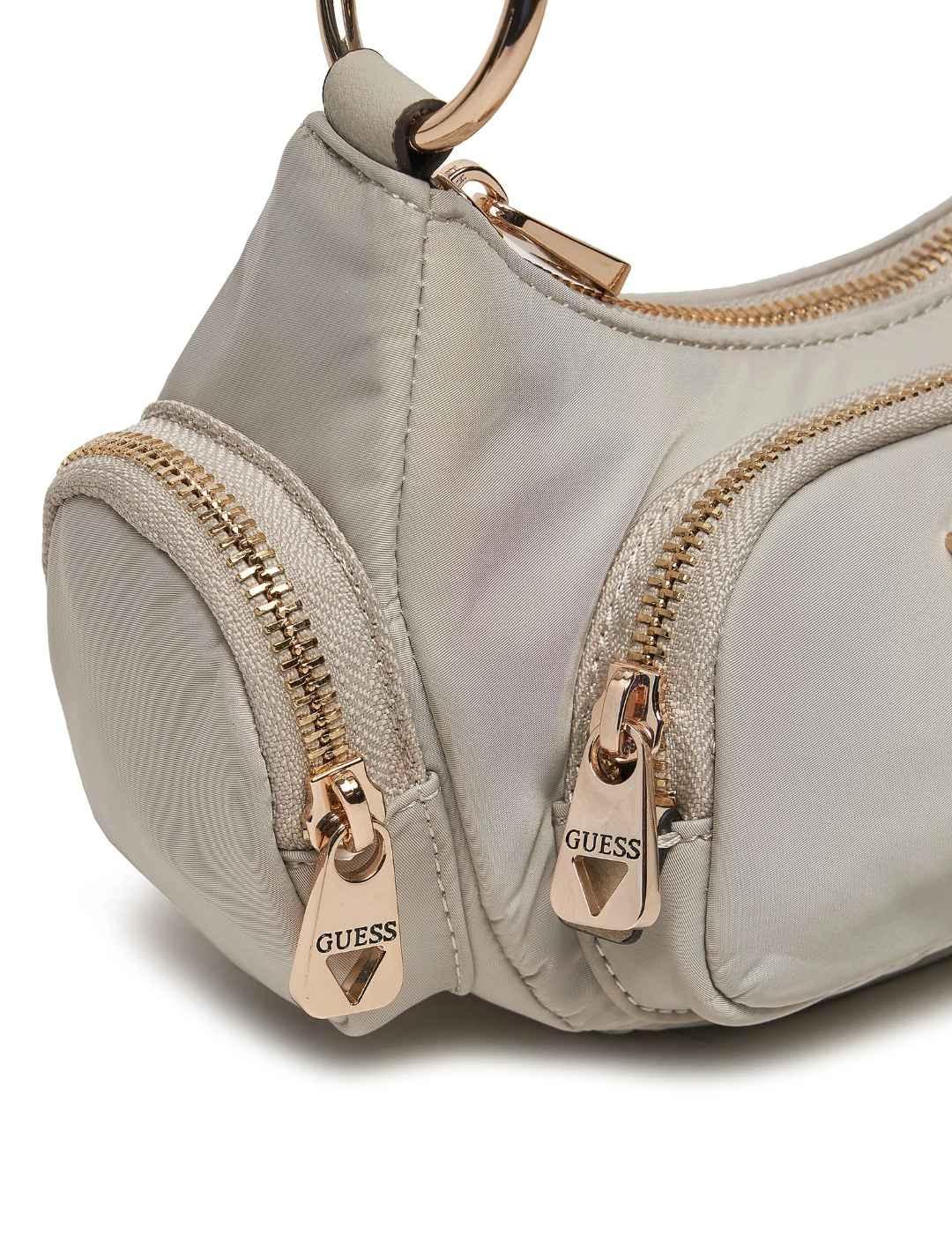 Bolso Guess Gemma mini beige de hombro para mujer