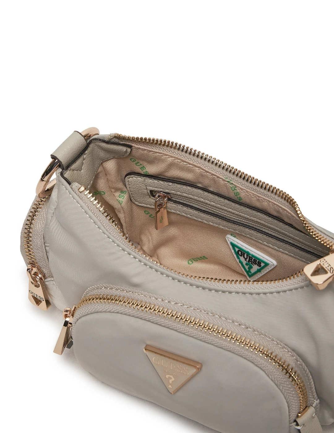 Bolso Guess Gemma mini beige de hombro para mujer