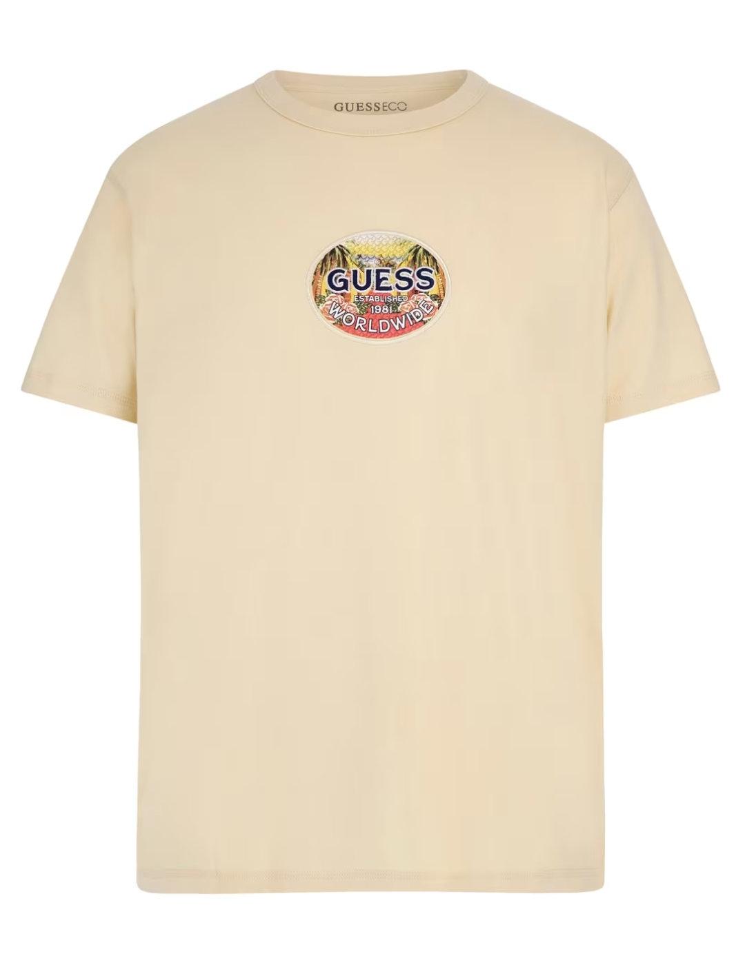 Camiseta Guess Wordwild amarilla manga corta para hombre