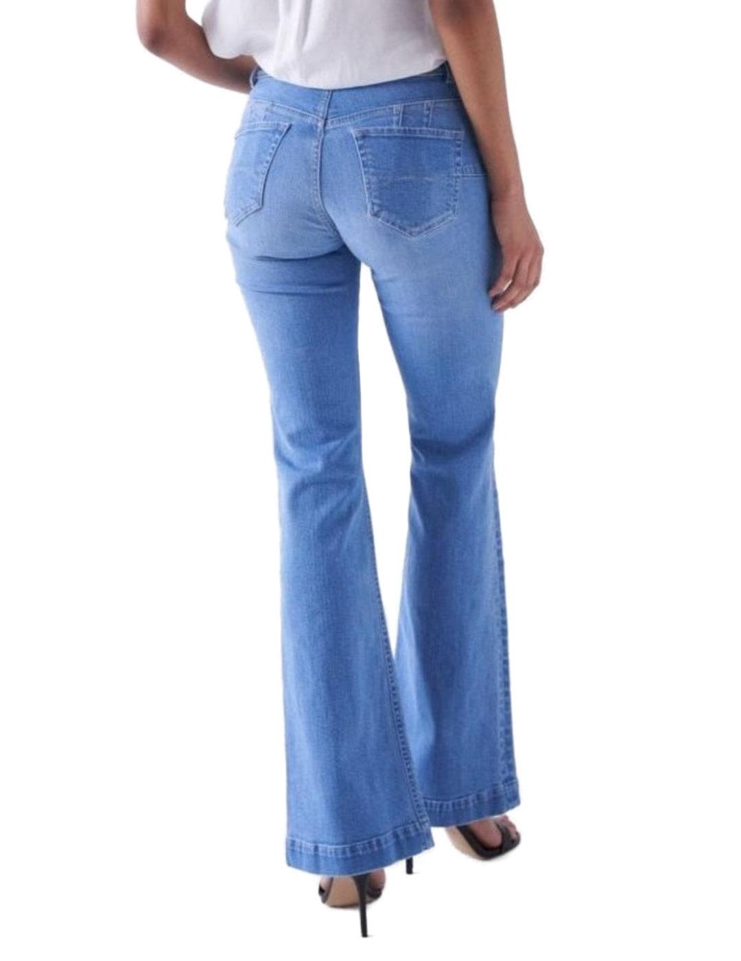 Pantalón vaquero Salsa Destiny azul flare bolsillos mujer