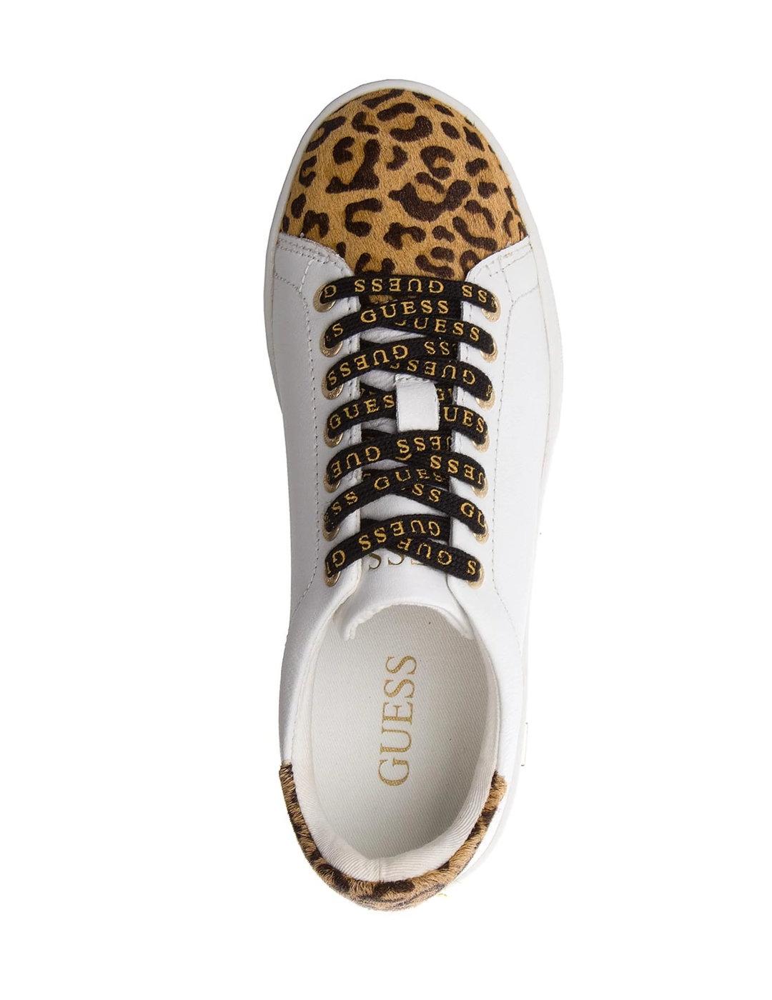 Zapatillas Guess Dep blanco leopardo para mujer