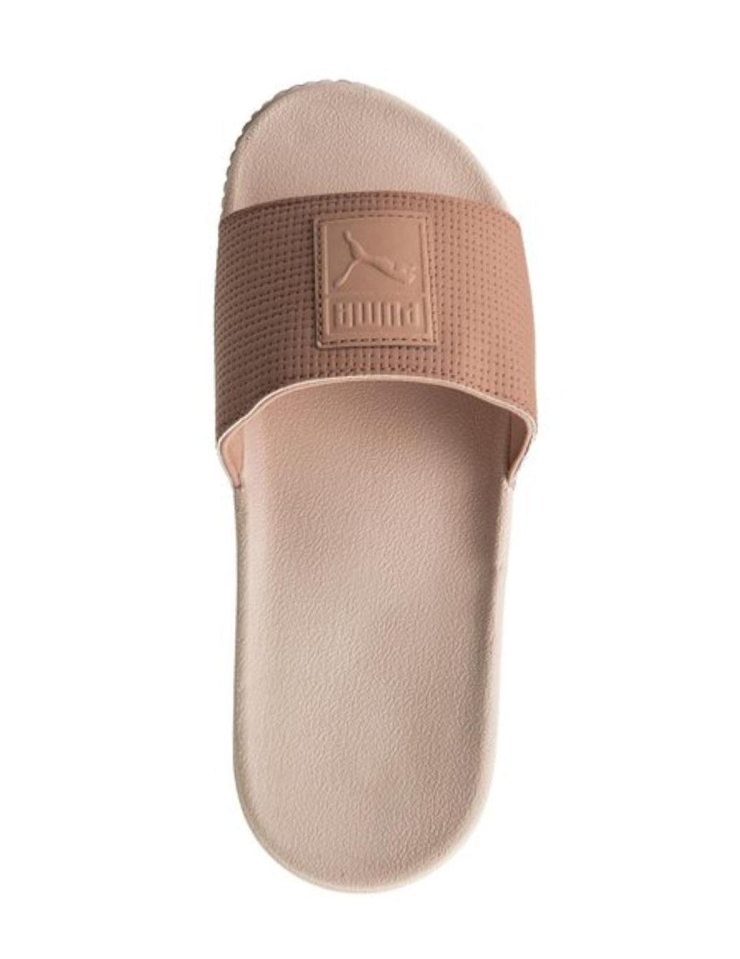 Chanclas Puma Platform beige logotipo para mujer