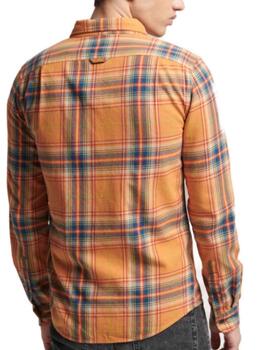 Camisa Superdry leñador cuadros naranja de sarga para hombre