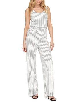 Mono Only Felia a rayas color blanco wide leg para mujer