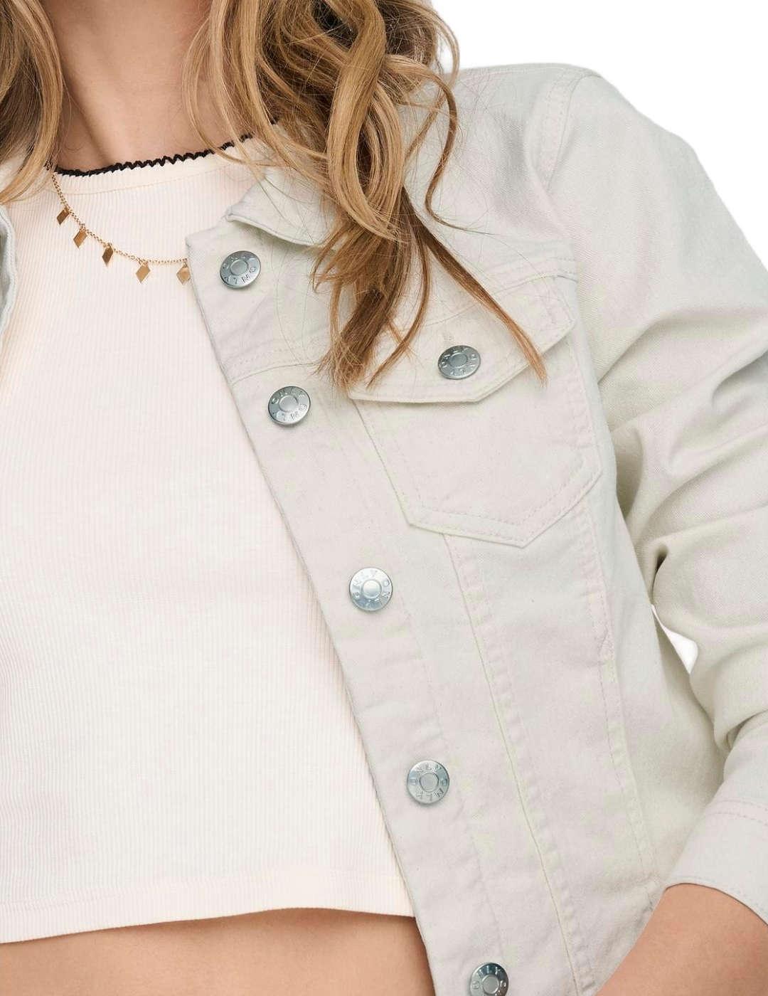 Chaqueta Only Winder denim beige básica para mujer