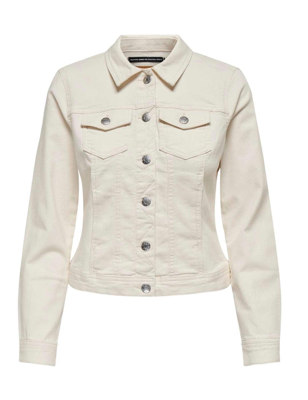 Chaqueta Only Winder denim beige básica para mujer