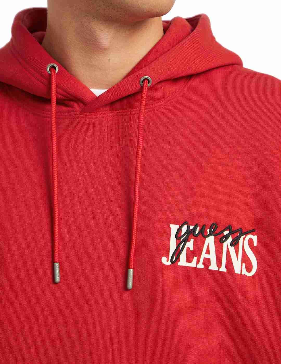 Sudadera Guess Jeans con capucha rojo regular fit de hombre