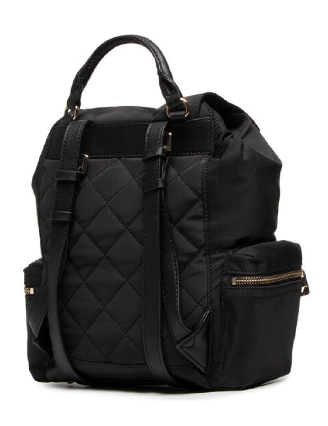 Mochila mediana Guess Eco Gemma negro brillante para mujer