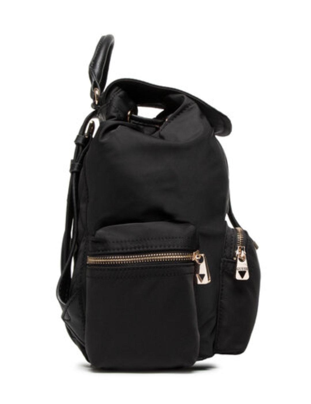 Mochila mediana Guess Eco Gemma negro brillante para mujer