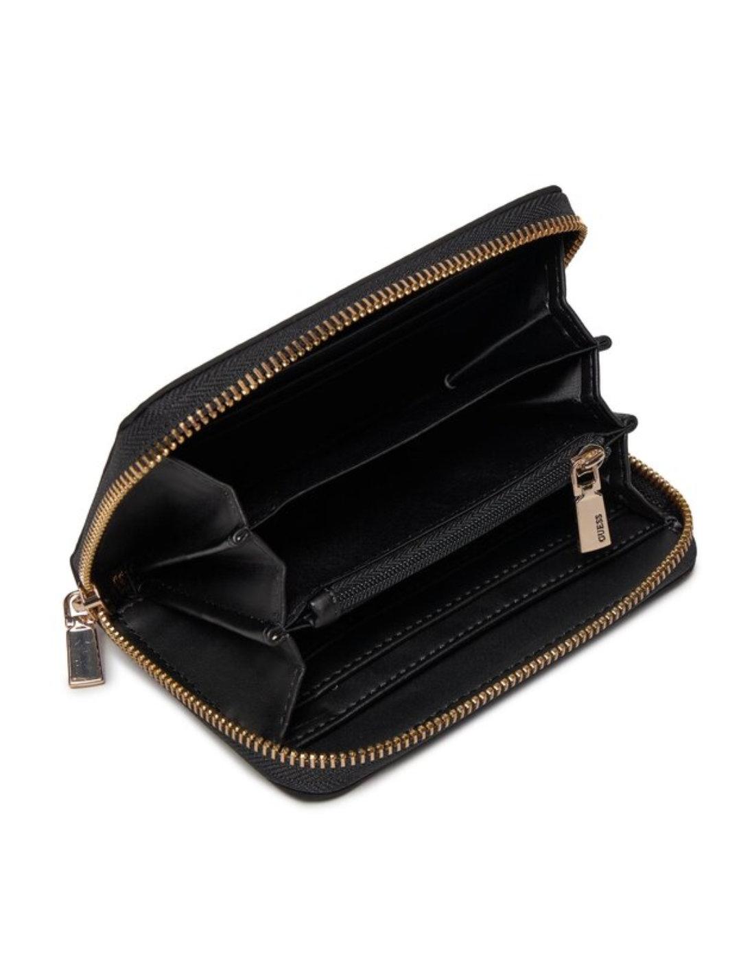 Cartera Guess Eco Gemma negro cierre de cremallera de mujer