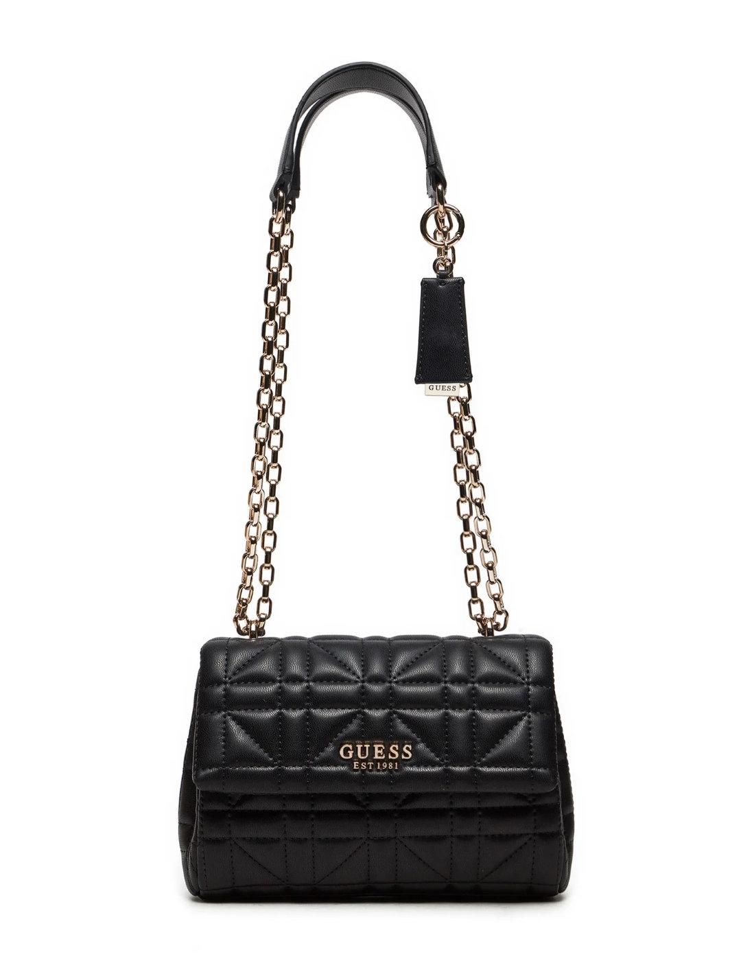 Bolso bandolera Guess Asia Xbody negro guateado para mujer