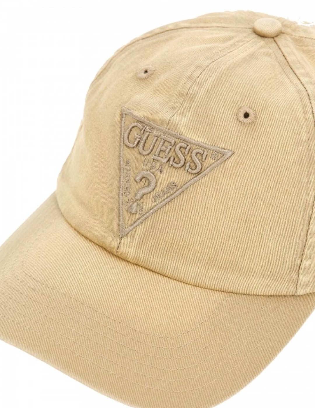 Gorra de béisbol Guess Logo Triangle beige denim para hombre