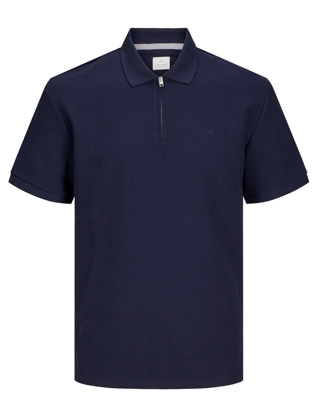 Polo Jack&Jones Johnny zip azul con cremallera para hombre