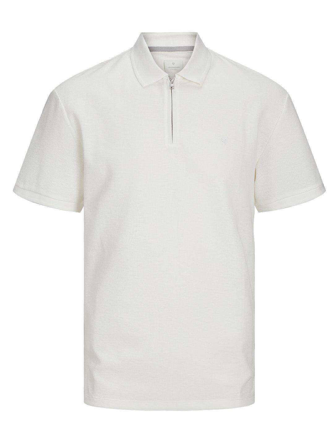 Polo Jack&Jones Johnny zip blanco con cremallera de hombre