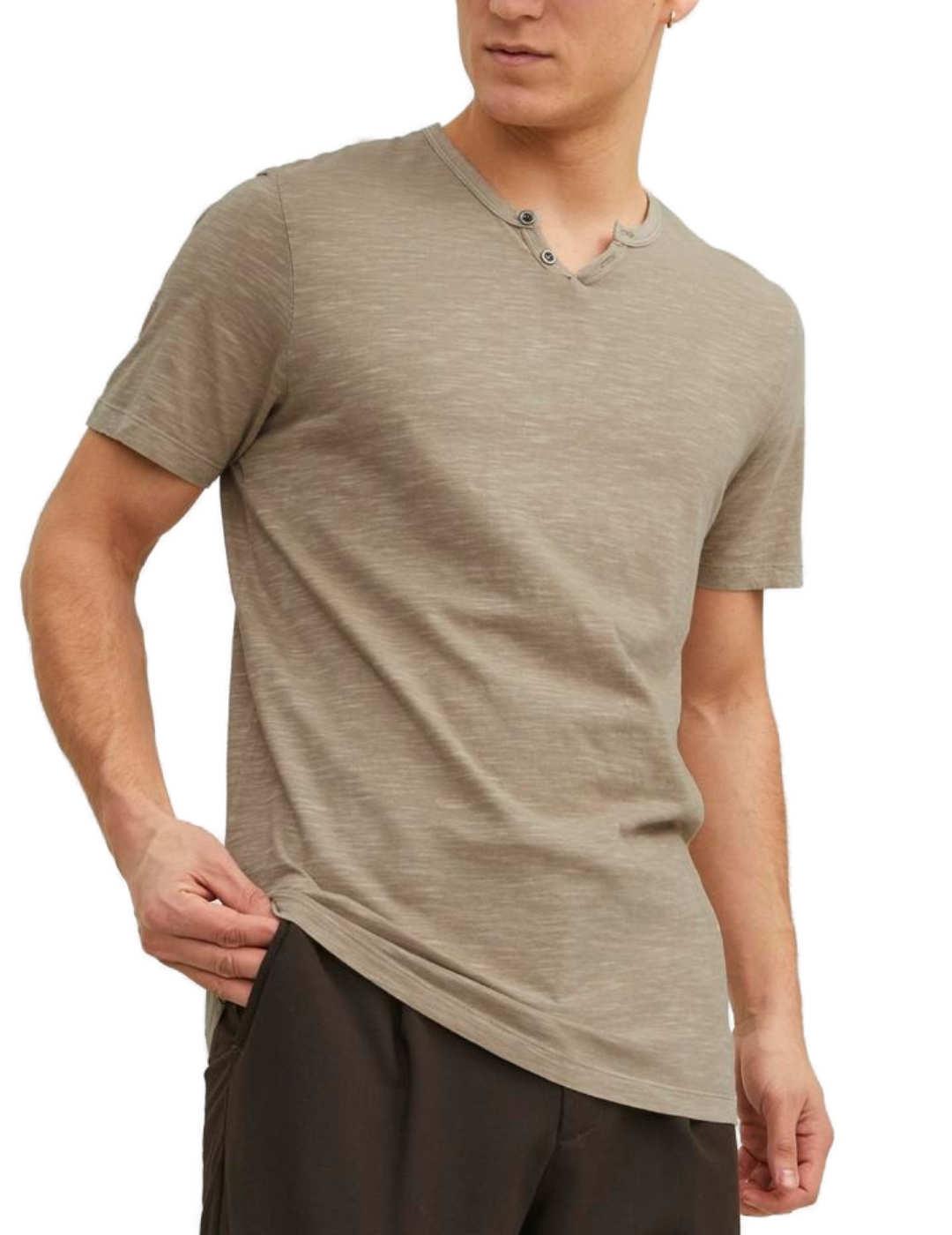 Camiseta Jack&Jones Esplit beige de manga corta para hombre