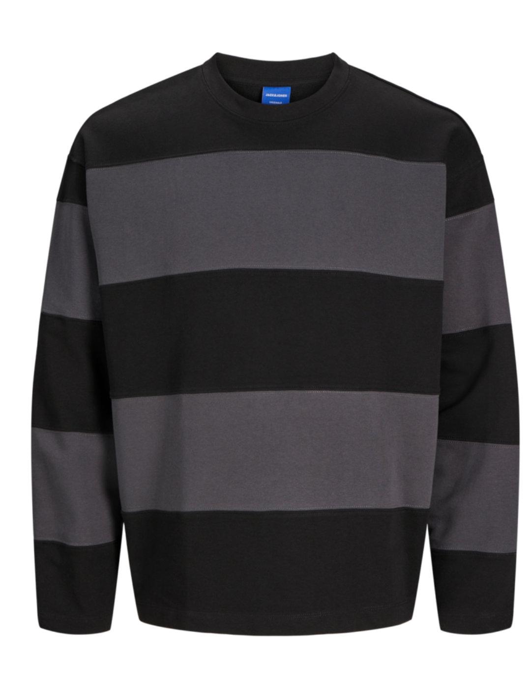 Sudadera Jack&Jones Wick negro rayas grises para hombre