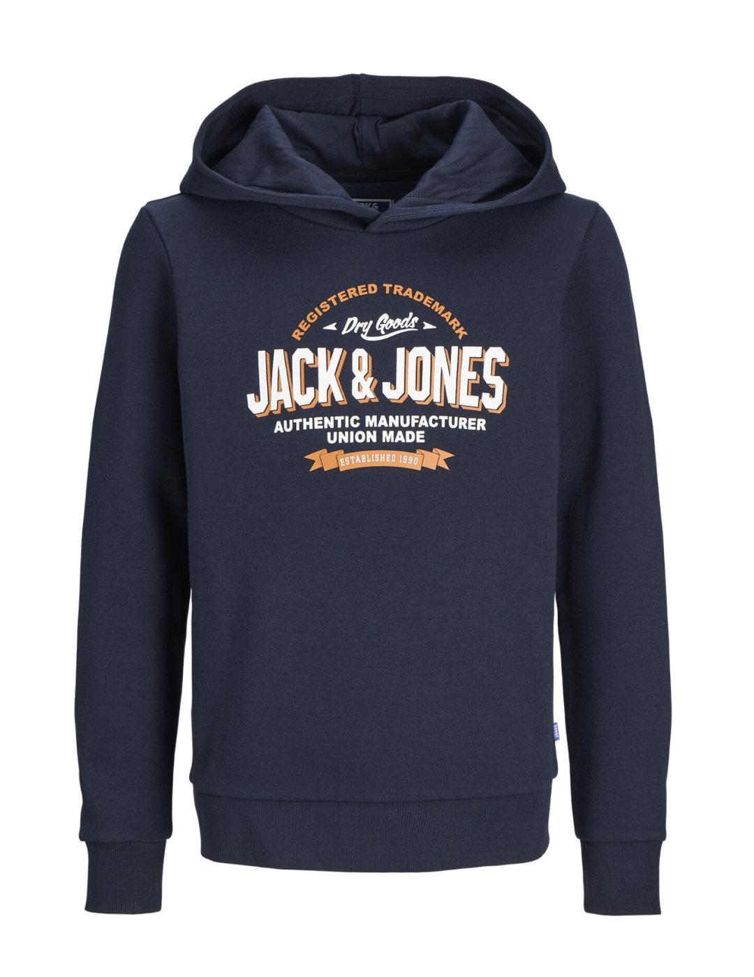 Sudadera Jack&Jones Junior Logo marino con capucha de niño