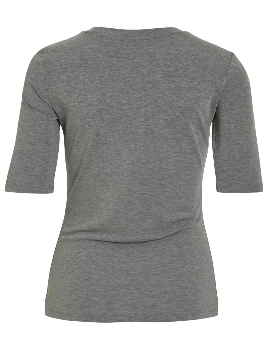 Camiseta básica Vila Aurelia gris jaspeado 2/4 para mujer