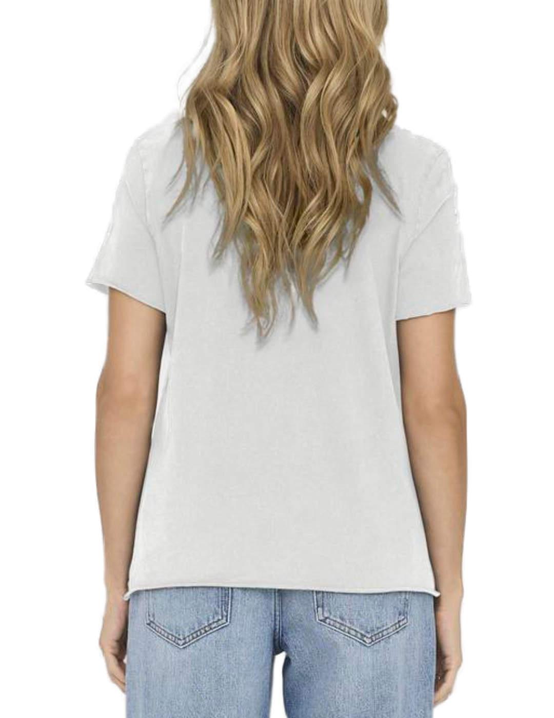 Camiseta Only Lucy Rock dune blanca manga corta de mujer