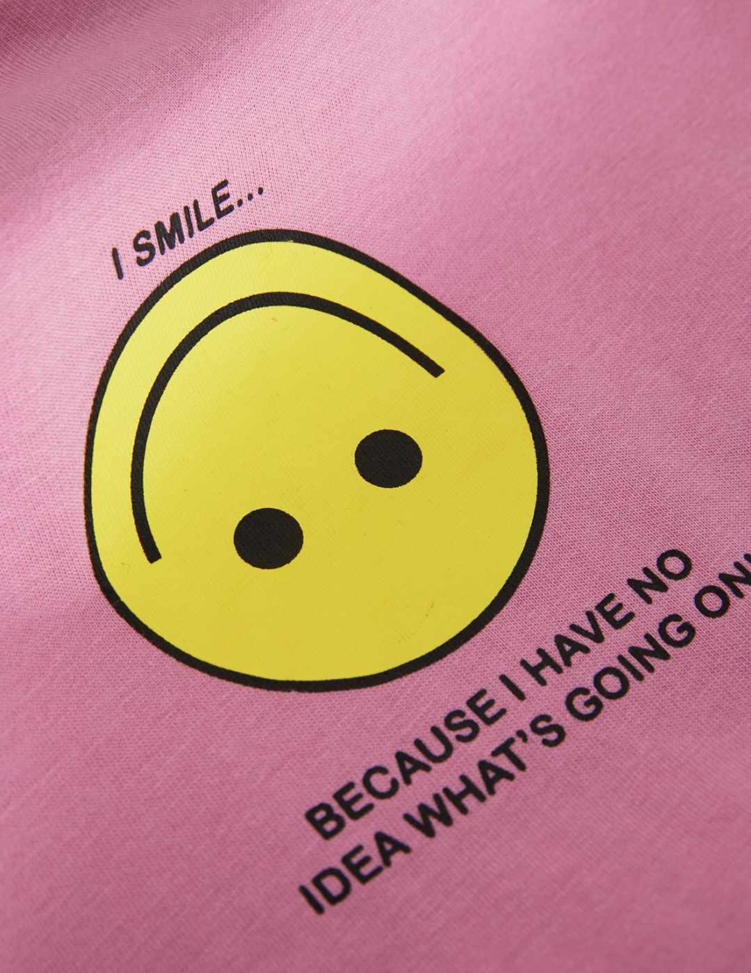 Camiseta JJXX Astrid rosa smile manga sisa para mujer