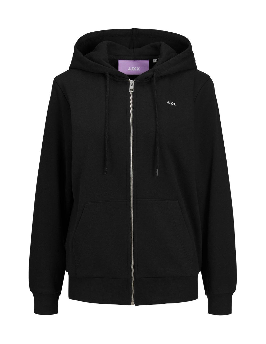 Sudadera básica JJXX Abbie negro con cremallera para mujer