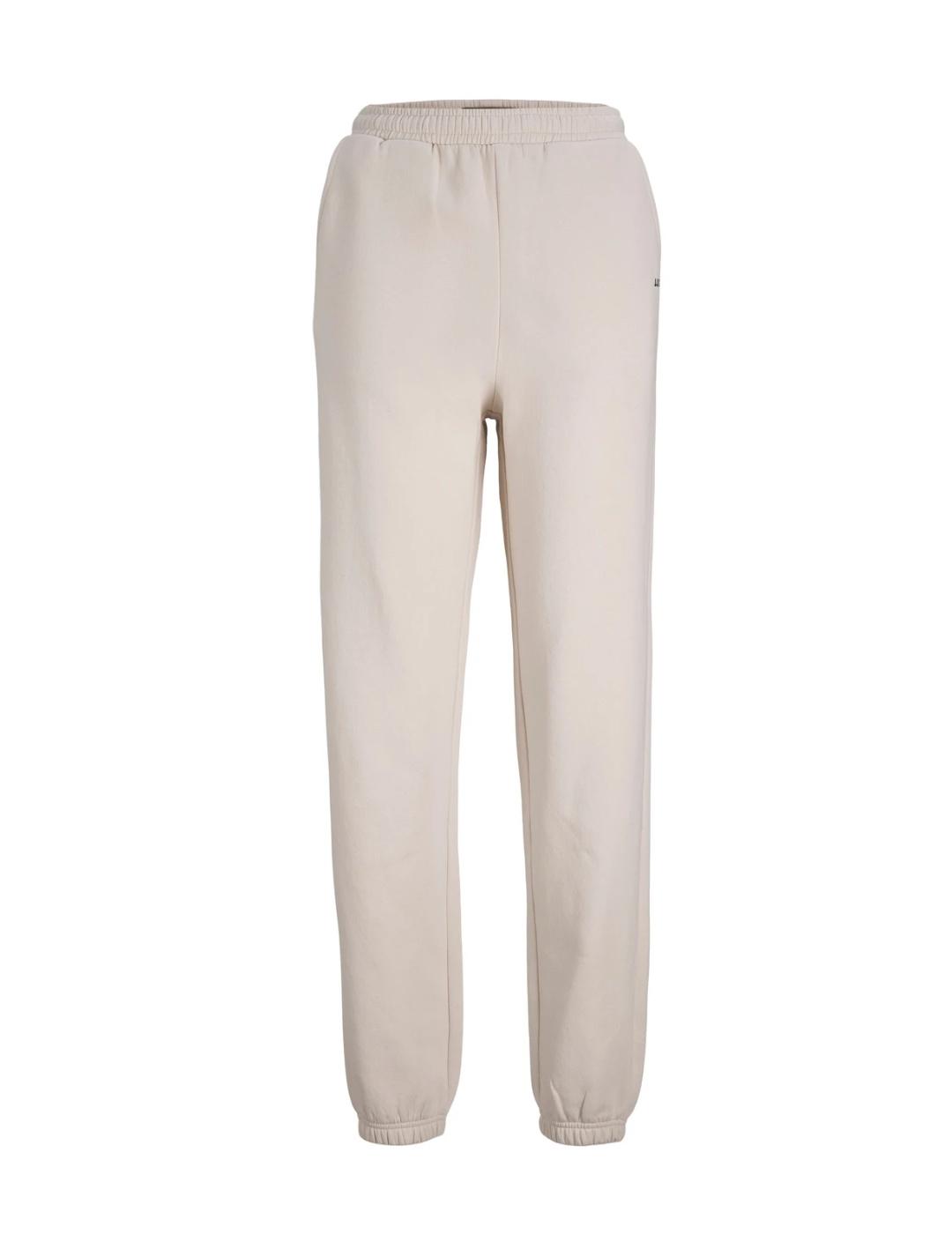 Pantalón jogger JJXX Abbie beige puño con goma para mujer