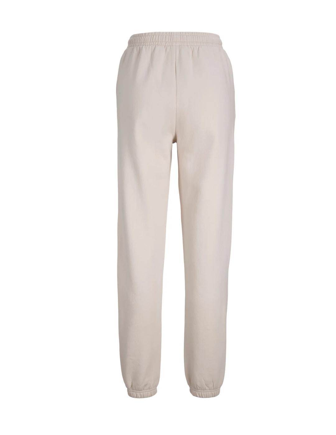 Pantalón jogger JJXX Abbie beige puño con goma para mujer