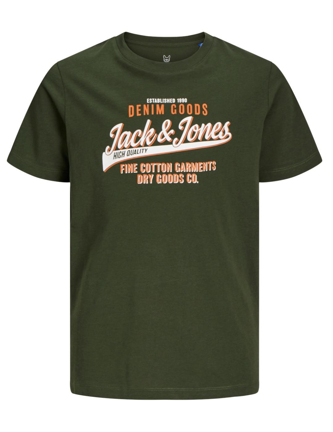 Camiseta Jack&Jones Junior Logo verde manga corta de niño