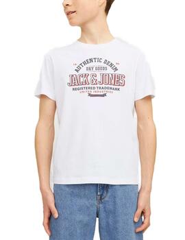 Camiseta Jack&Jones Junior Logo blanco manga corta de niño