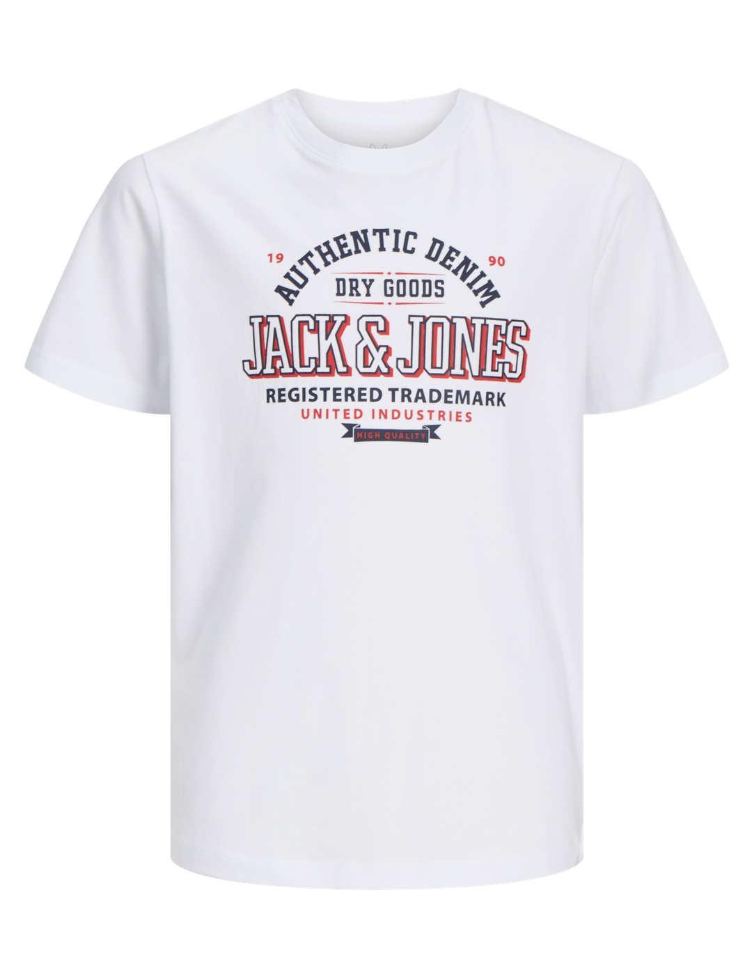 Camiseta Jack&Jones Junior Logo blanco manga corta de niño