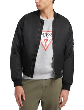 Chaqueta bomber Guess Jeans negro con cremallera para hombre