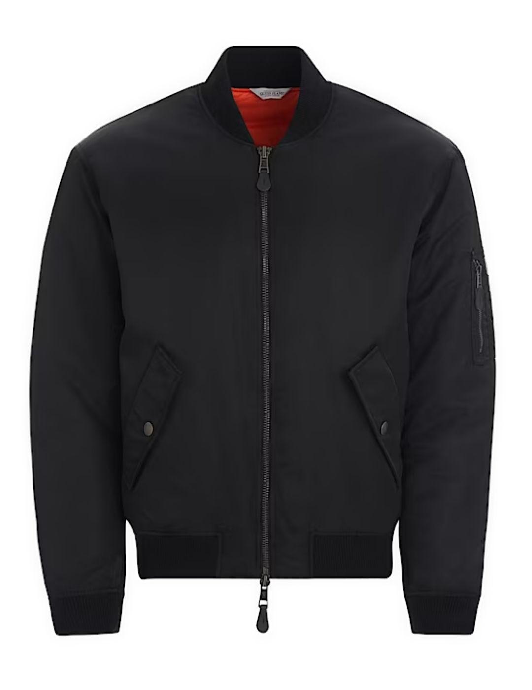 Chaqueta bomber Guess Jeans negro con cremallera para hombre