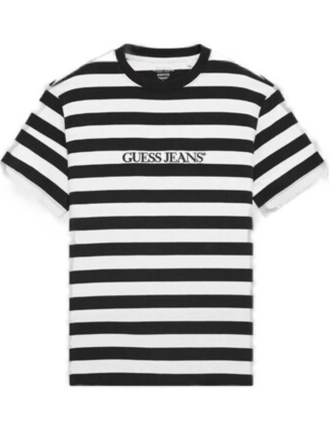 Camiseta Guess Jeans blanco y negro rayas manga corta hombre