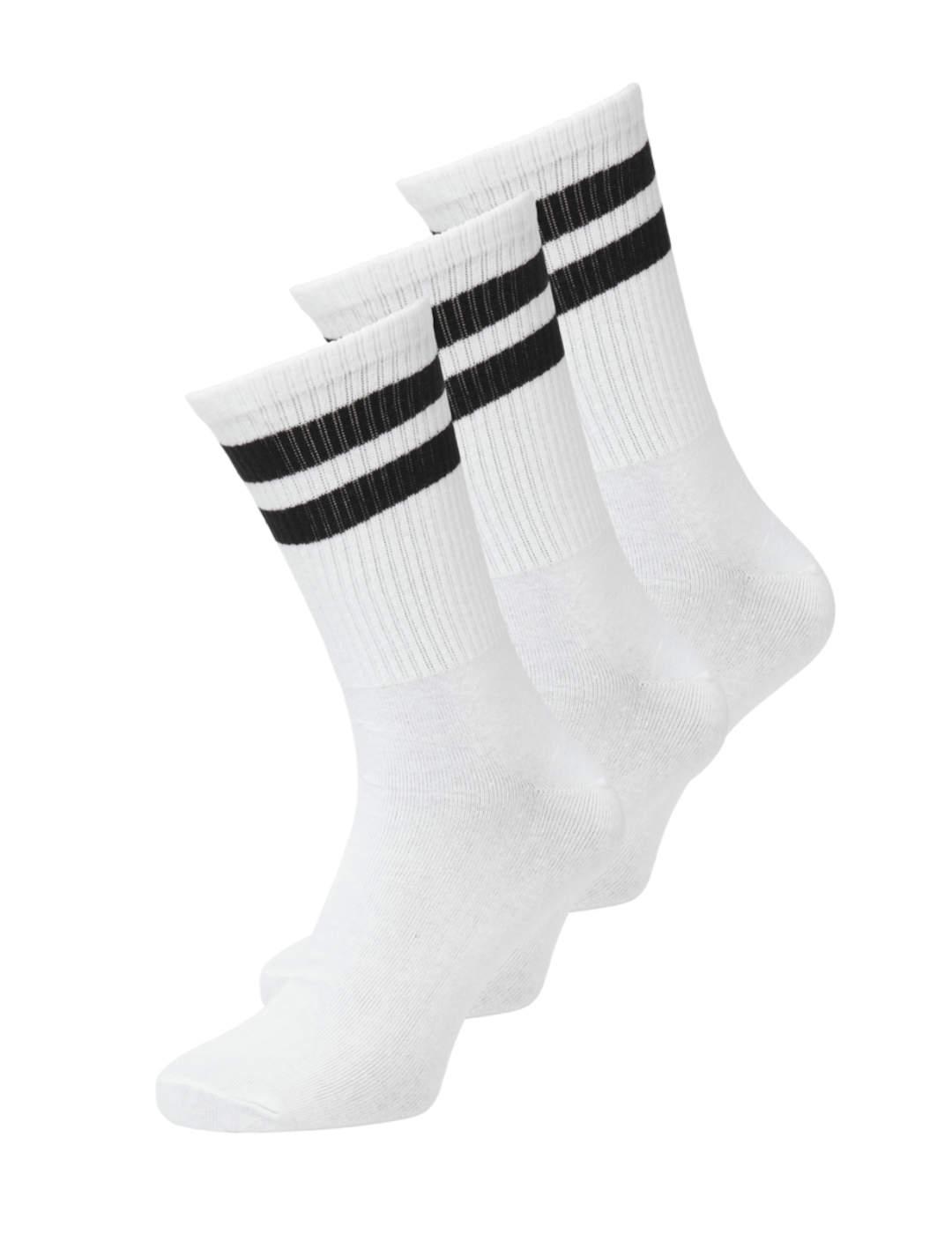 Pack3 calcetines Jack&Jones blancos y negros altos de hombre