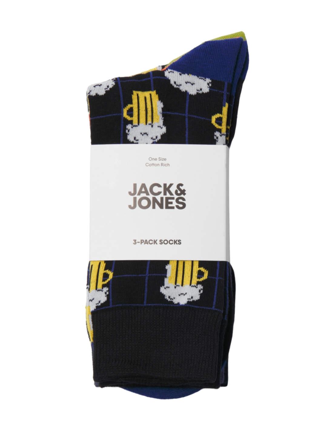 Pack3 calcetines Jack&Jones Craving estampados de hombre