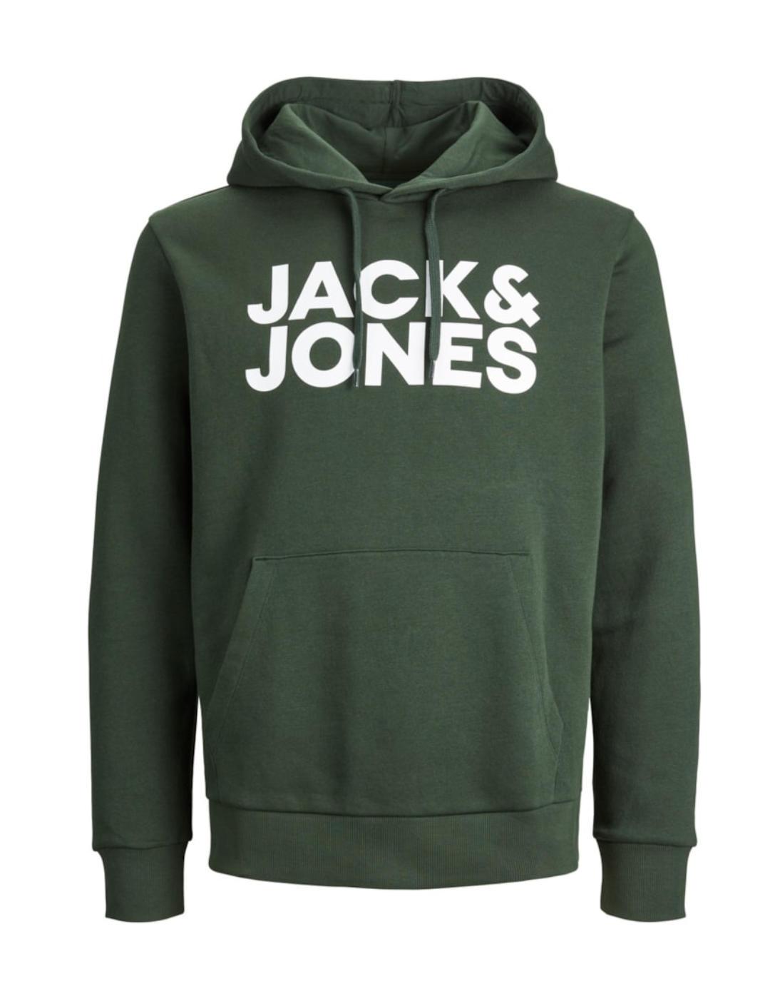 Sudadera Jack&Jones Logo verde con capucha para hombre