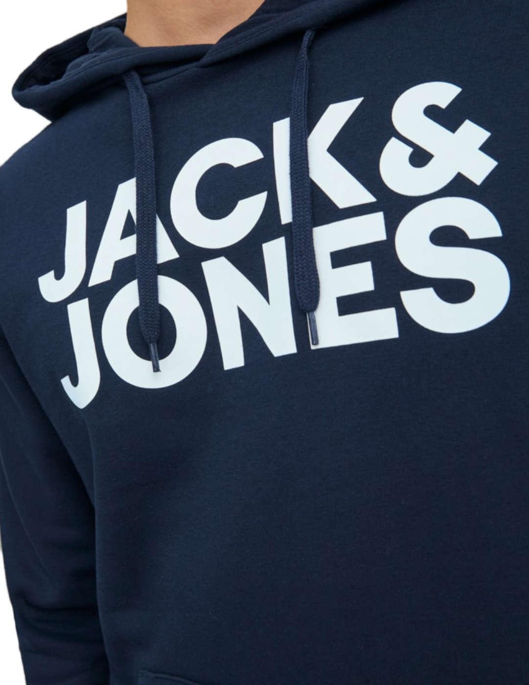 Sudadera Jack&Jones Logo azul marino con capucha para hombre