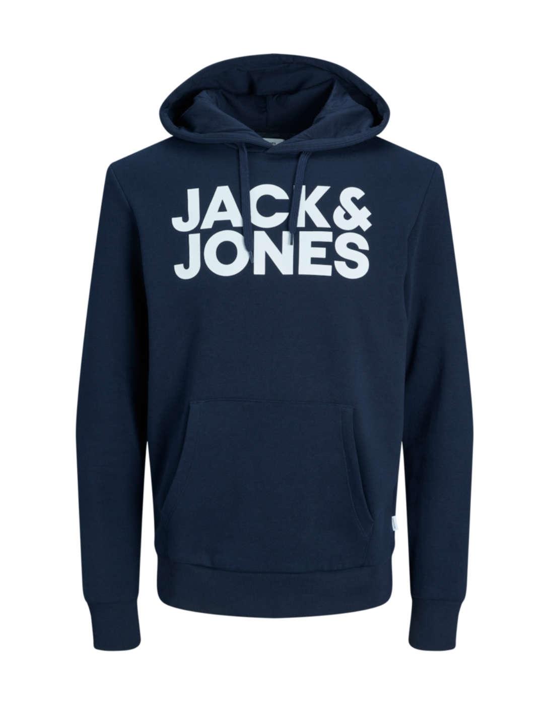 Sudadera Jack&Jones Logo azul marino con capucha para hombre