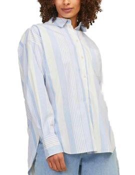 Camisa JJXX Jamie azul rayas multicolor pastel para mujer