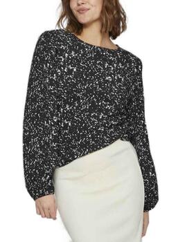 Blusa Vila Peffi negro estampado blanco manga larga de mujer