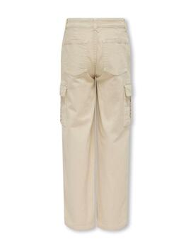 Pantalón Only Kids Arrow cargo beige straight para niña