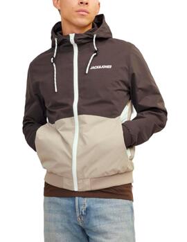 Chaqueta cortavientos Jack&Jones Rush marrón y beige hombre