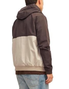 Chaqueta cortavientos Jack&Jones Rush marrón y beige hombre